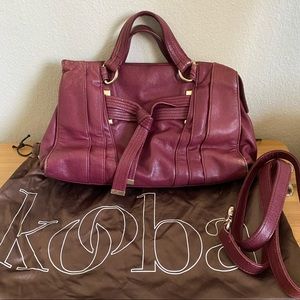 Kooba burgundy leather satchel handbag shoulder crossbody bag